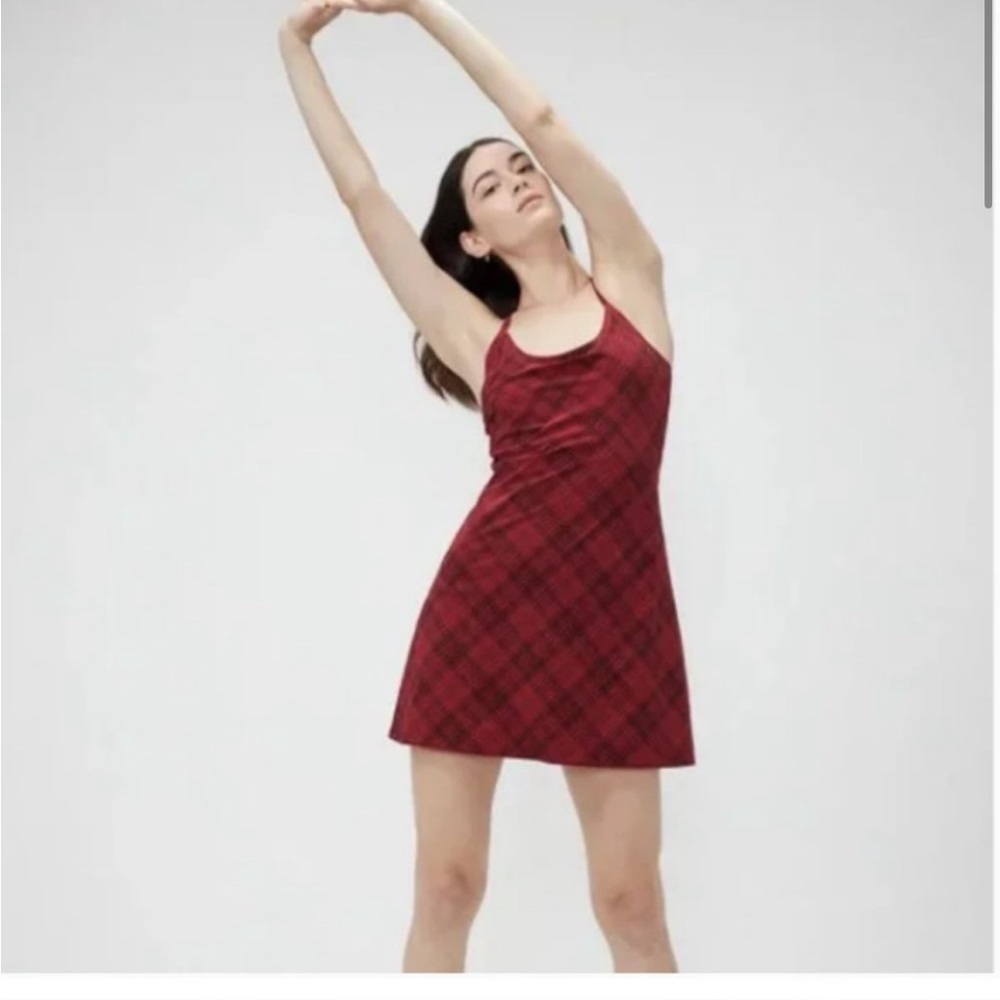 Outdoor Voices Exercise Dress in Pomegranate Plaid